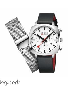 MSL.41410.LBV.SET | Mondaine Grand Cushion Chrono 41mm piel + malla milanesa