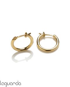 18k yellow gold hoop earrings measuring with catalan clasp 2mm x 12mm