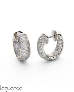 White gold hoop earrings with natural diamonds