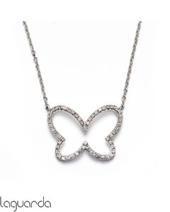 Butterfly pendant in 18k white gold with natural diamonds