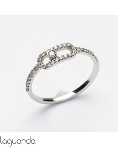 Anillo de oro blanco 18 quilates con diamantes naturales 