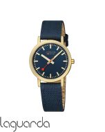 A660.30314.40SBQ | Mondaine SBB Classic Mate IP Gold, 36 m/m esfera azul