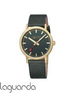 A660.30360.60SBS | Mondaine SBB Classic IP Gold Acero mate, 40 mm, verde