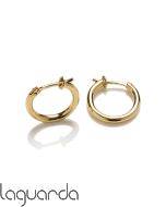 18k yellow gold hoop earrings measuring with catalan clasp 2mm x 12mm