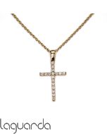 Cross pendant in 18k yellow gold with diamonds