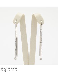 Pendientes de oro blanco 18 quilates con diamantes naturales 