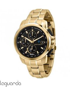 R8873645002 - Maserati Successo 44mm SOLAR Black dial bra dorado, Laguarda joiers, s.l.