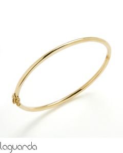 18K Yellow gold bangle oval shape round tube