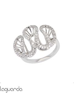 Anillo de oro blanco de 18 quilates con diamantes naturales