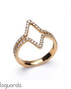 Anillo de oro rosa 18 quilates con diamantes naturales 