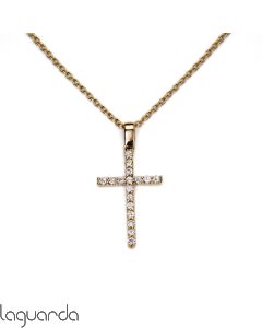 Cross pendant in 18k yellow gold with diamonds