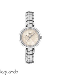 T094.210.11.116.02 | Tissot T-Lady Flamingo, 30 mm, 4 diamantes y dial en nácar blanco