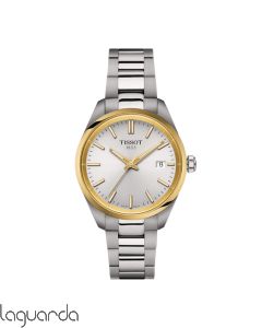 T150.210.21.031.00 Tissot PR 100, 34 m/m, esfera blanca caja acero y PVD oro amarillo